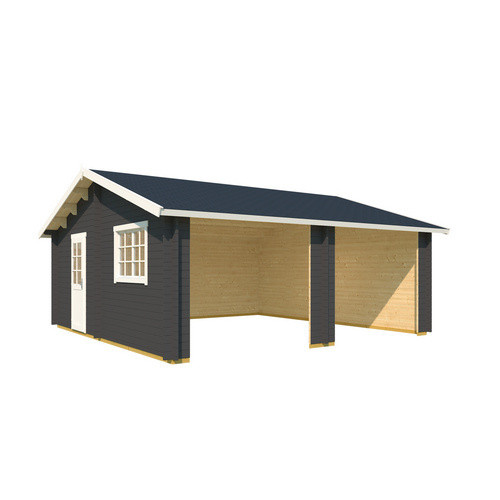 Lasita Maja Doppel-Holzgarage Falkland in Carbongrau mit Außenmaß B/T: 628,6 x 635 cm - Bild 3