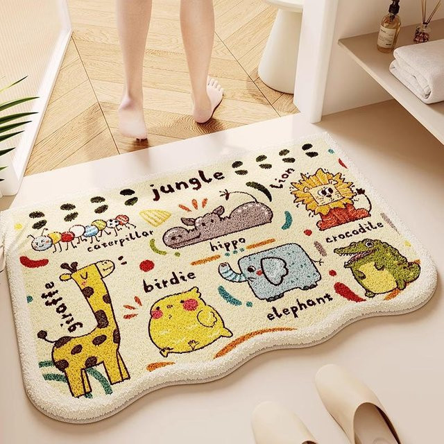 Saugfähige Anti-Rutsch Badezimmermatte in Kaschmir-Optik, weiß, B/B: 40 x 60 cm - Bild 1