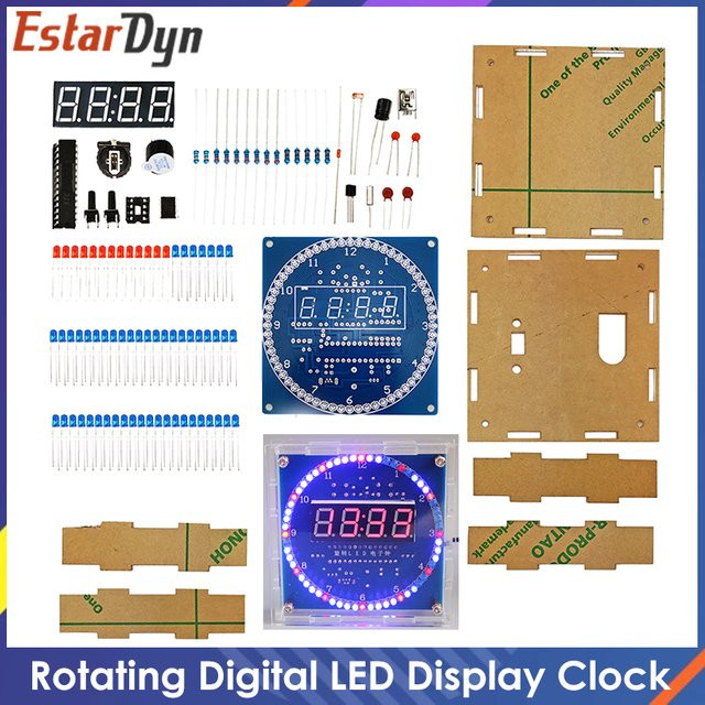 Estardyn DIY Rotierendes Digitales LED-Anzeigemodul mit Alarm und 51 SCM Lernplatine, 5 V, DS1302 - Bild 1