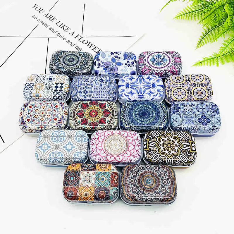 10 Stück Mini-Blechdosen mit Vintage-Muster in Multicolour, kleine Metall-Aufbewahrungsboxen für Schmuck und Süßigkeiten - Bild 2