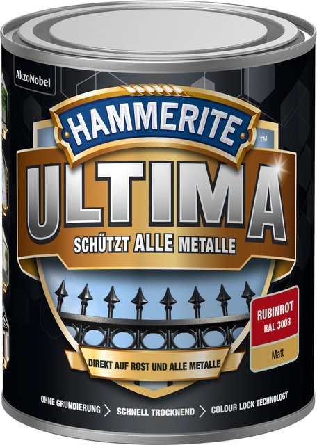 Hammerite Ultima Premium Metall-Schutzlack matt Rubinrot 750 ml - Bild 1