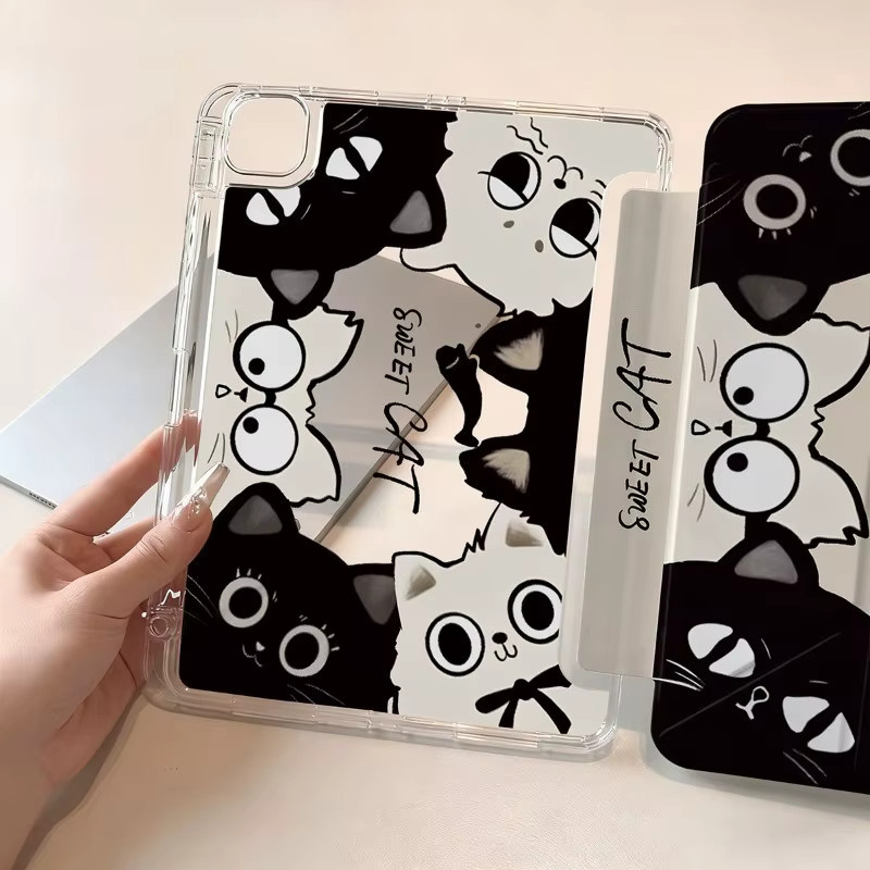 Stoßfeste Samsung Tablet Hülle mit Schwarz/Weiße Katze Design für S9 FE, S7, S8 Plus, S10, S6 Lite und Tab A11 Plus, A9 8,7 Zoll - Bild 5