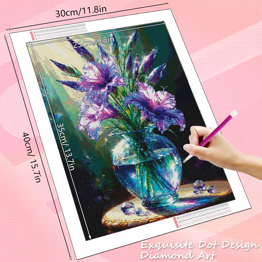 HUACAN Diamant-Mosaik Set Lavendelblumen-Gemälde als florale Wanddekoration für Handarbeiten - Bild 2