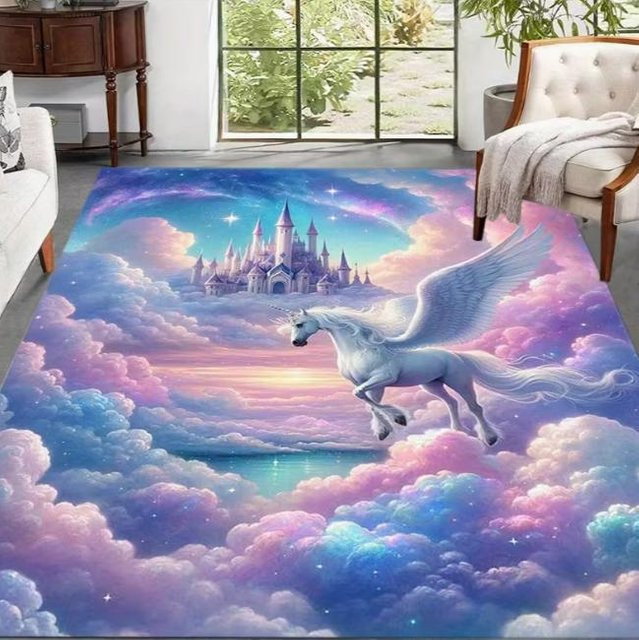 Lodestar Regenbogen Cartoon Pferd Teppich, Mehrfarbig, B/H: 60 x 40 cm - Bild 1