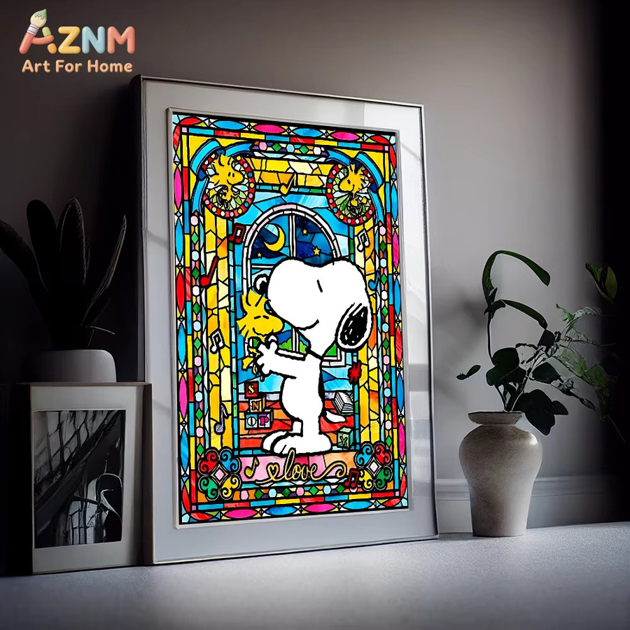 AZNM Snoopy Peanuts Leinwandgemälde ohne Rahmen, mehrfarbiges Wandkunst Poster für deine Heimdekoration - Bild 5
