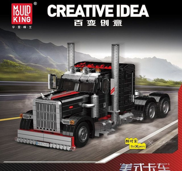 Mould King 10037 American Muscle Truck Peterbilt Montage Baustein Spielzeug in Schwarz - Bild 1