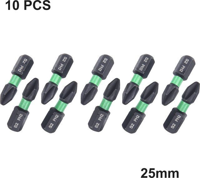 DAZZLEEX 10-teiliges Schraubendreher-Bit-Set mit 25 mm Bits und sechseckigem Griff, stark magnetisch - Bild 1