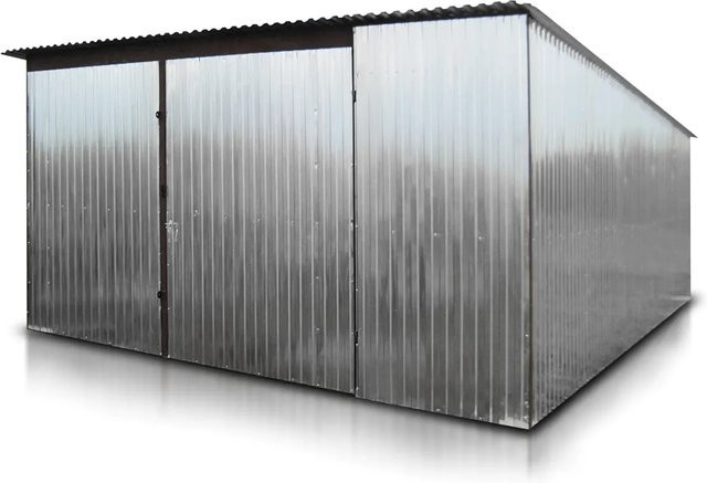Liderstal Einzelgarage Basic aus Trapezprofilblech in Zink/Silver, B: 400 cm, T: 500 cm - Bild 1