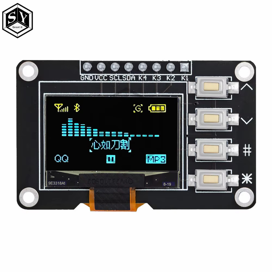 Baishundianzi 0,96 Zoll OLED-Display mit 4x4 Tasten I2C SSD1315 LCD-Bildschirmplatine für Arduino in Weiß/Gelb/Blau - Bild 2