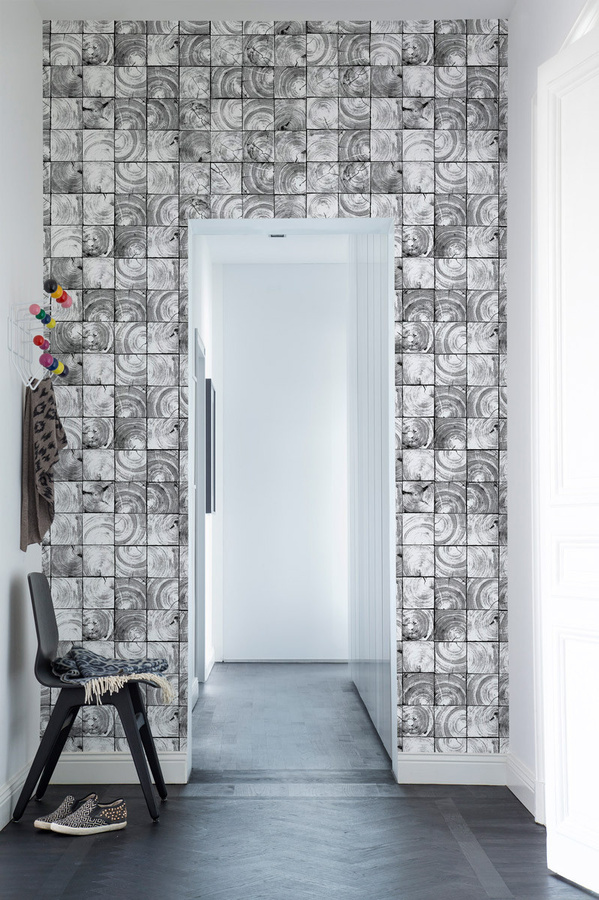 Rebel Walls Mural Age Rings Wandtattoo in Schwarz Weiß Grau mit geometrischem Design im modernen Stil - Bild 1