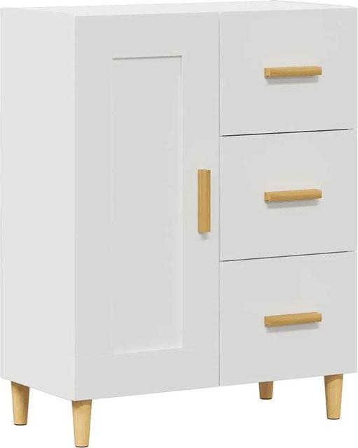 vidaXL Sideboard Weiß in klassischem Design aus Holzwerkstoff und Eukalyptus, B/T/H: 69,5 x 34,0 x 90,0 cm - Bild 1