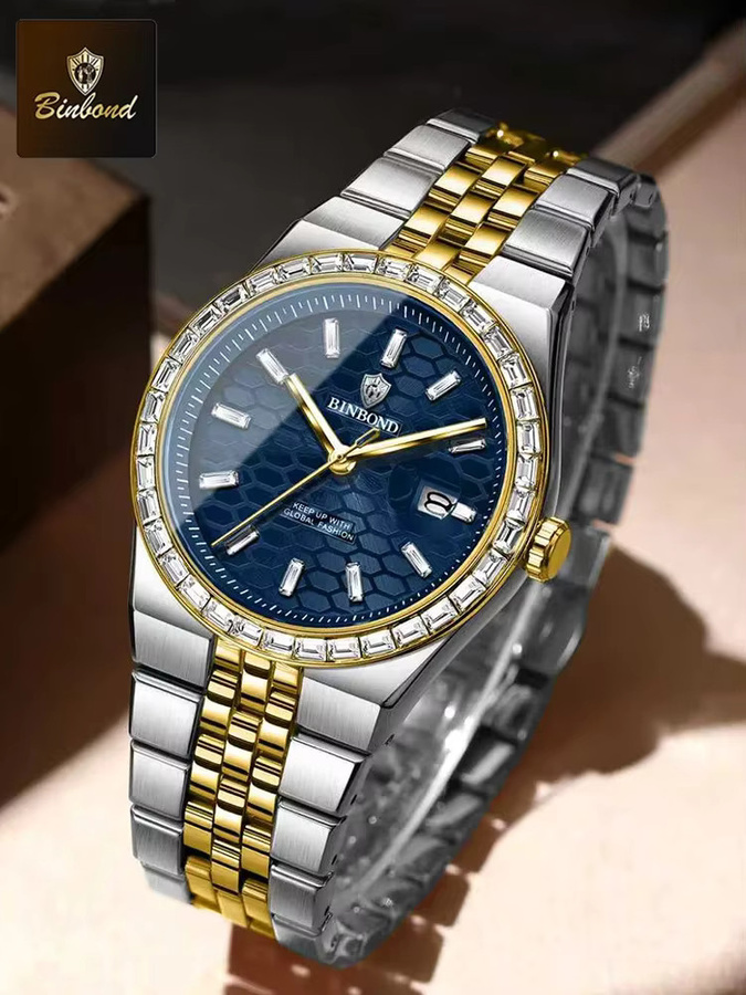 BINBOND Armbanduhr Quarz, Edelstahl, Blau, Herren - Bild 3
