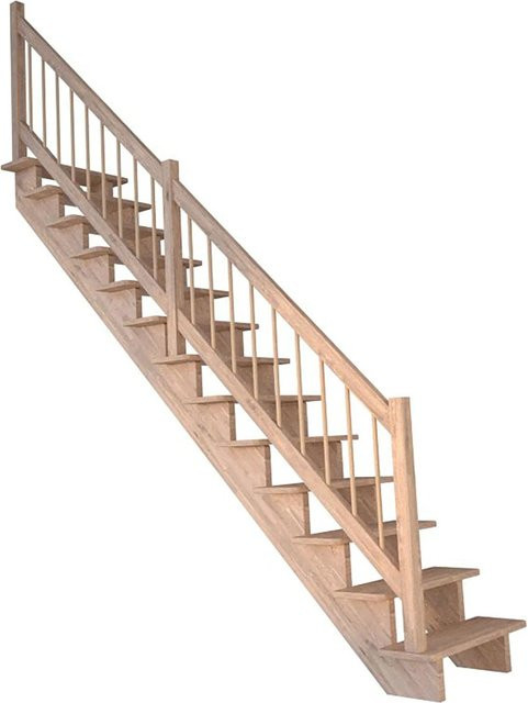 StarWood Treppe Lindos Pro Eiche Gerade 80 cm in Braun mit Holz-Design-Geländer FSC - Bild 1