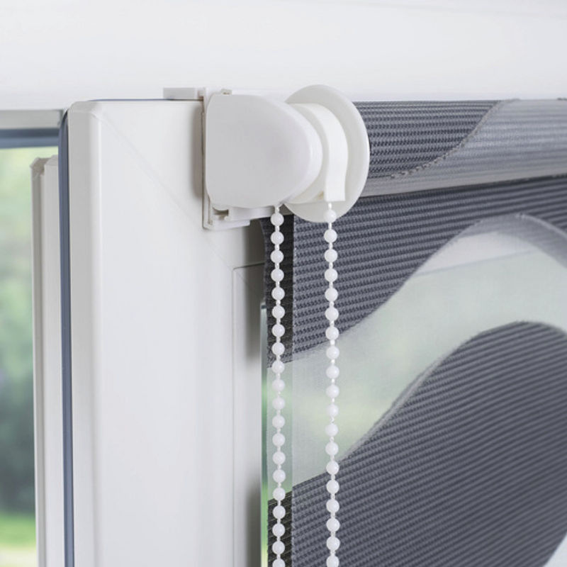 LIEDECO Klemmfix-Duo-Rollo aus Stoff, semi-transparent, grau, B: 150 cm, H: 70 cm, T: 70 cm - Bild 4