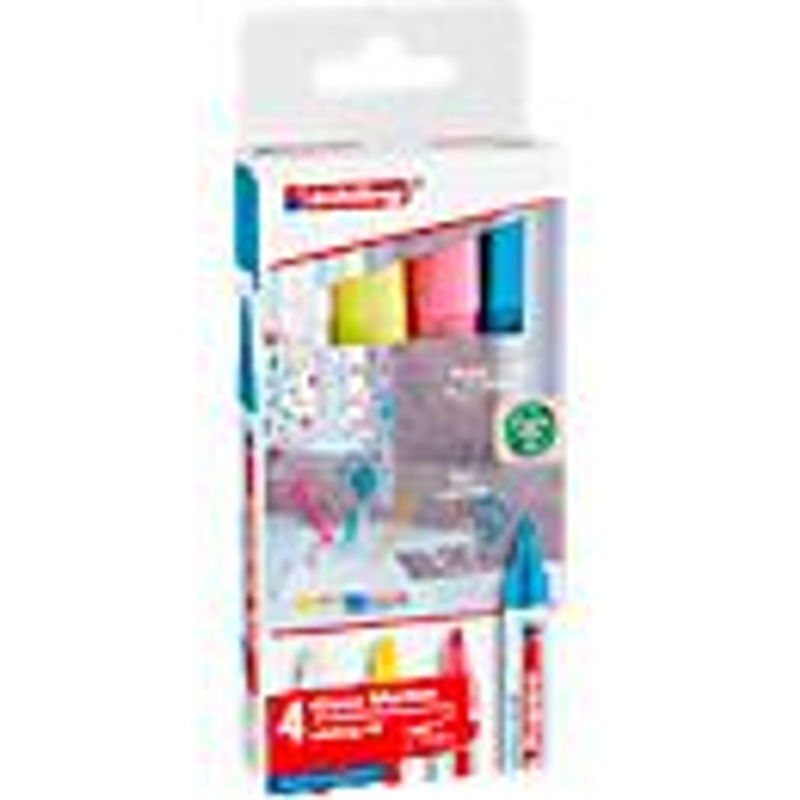 Edding 95 Glasmarker Set mit runder Spitze, Strichbreite 1,5-3 mm, 4er Set in Weiß, Gelb, Pink und Hellblau - Bild 2