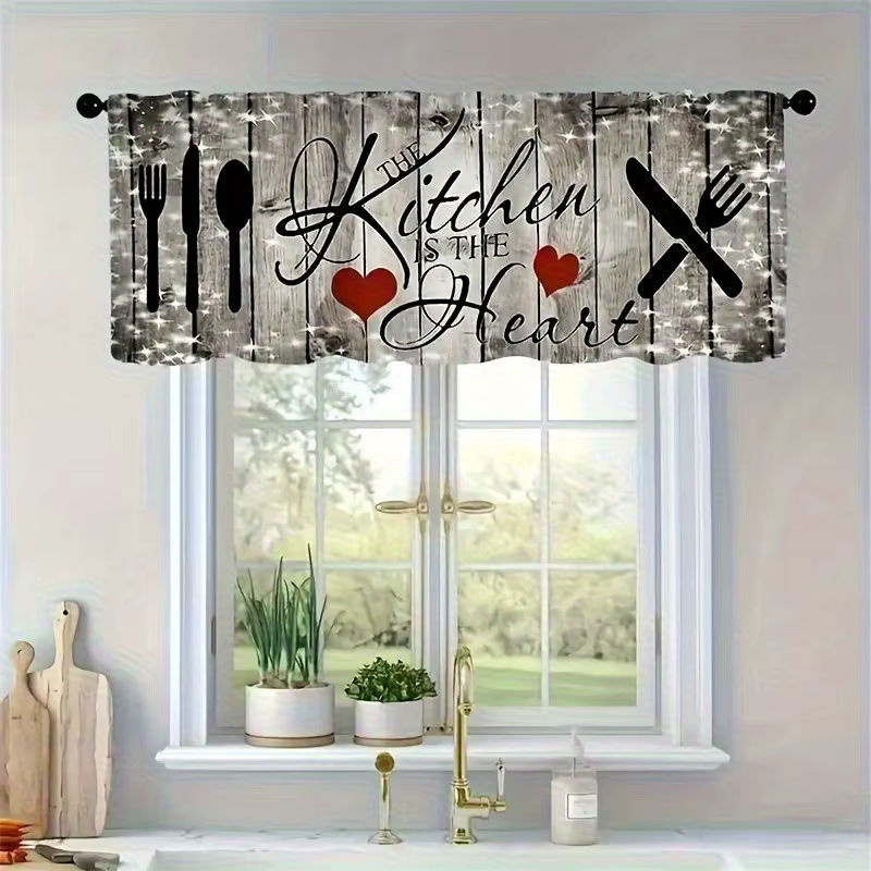 VIKAMA Bauernhaus Küchenvorhänge mit Grafik-Design, halbtransparent, Mehrfarbig, B: 45 cm, H: 137 cm - Bild 2