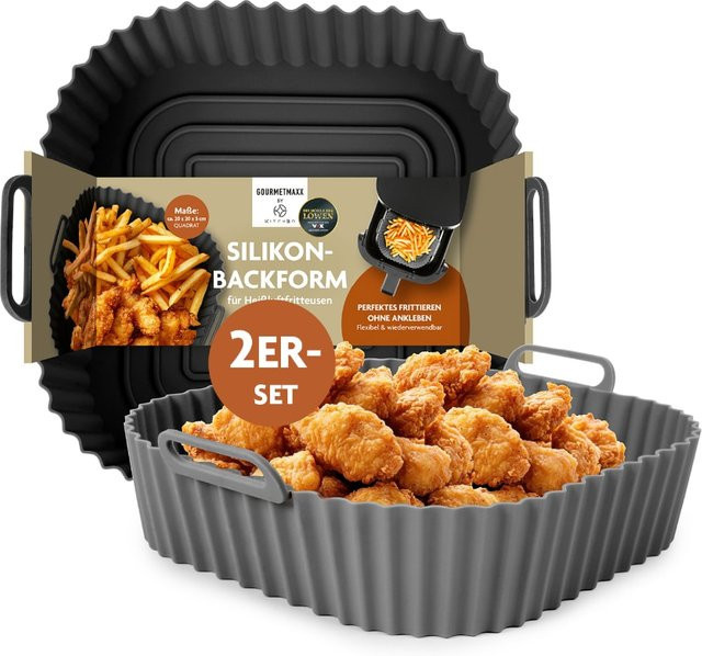 KitchBo Silikonform quadratisch in Schwarz/Grau, B/T/H: 20 x 20 x 6,3 cm - Bild 1