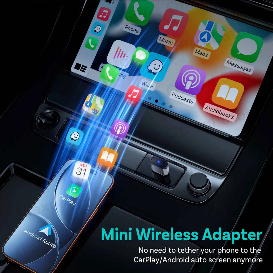 Ottocast Mini Nova Kabelloser Adapter für CarPlay und Android Auto mit Bluetooth, Wi-Fi und USB Dongle Cube 3.0 - Bild 3