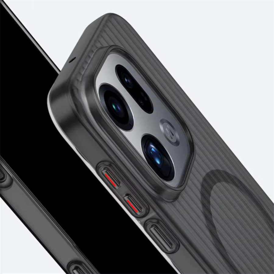 Stoßfeste MagSafe Magnetische Handyhülle mit Wellpappe-Streifen-Design für OPPO Find X9 Pro, X8, X7 Ultra und X6 in Weiß und Grau - Bild 4