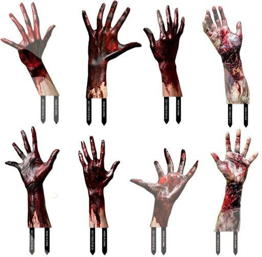 Shunfengshunshui Halloween Kartenstecker mit Blut-Geisterhand-Motiv in Mehrfarbig für gruselige Garten-Dekoration - Bild 1