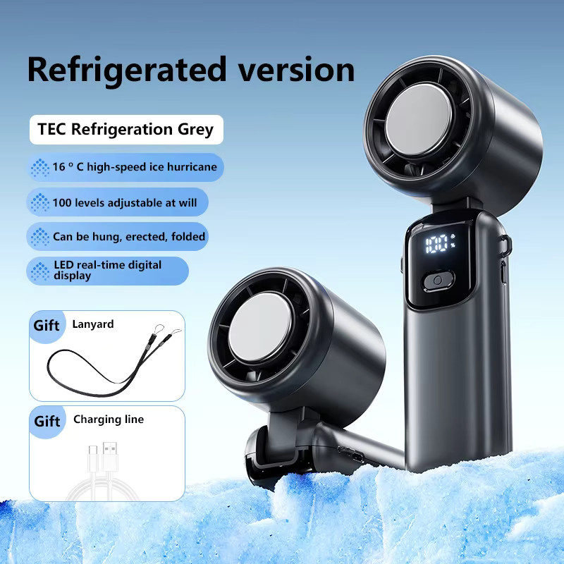 Lenovo Tragbarer Handventilator in Lila mit Digitalanzeige, Faltbarer USB-Tischventilator und Neck-Fan mit Akku - Bild 6