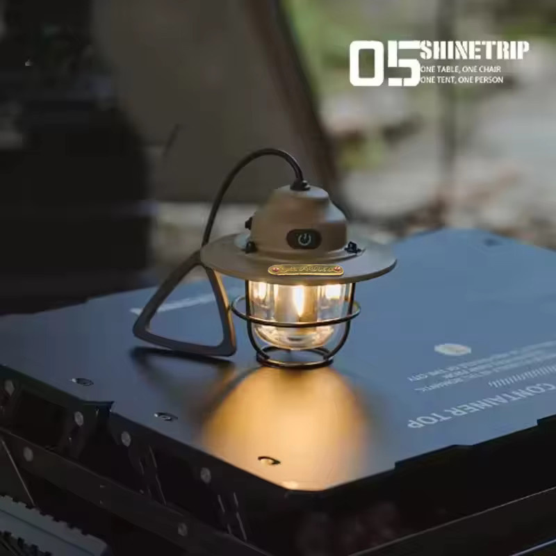 ESMARTER Retro Camping Laterne Tragbare RGB Mehrfarbige Tischleuchte aus Metall und Glas für Outdoor und Home - Bild 2