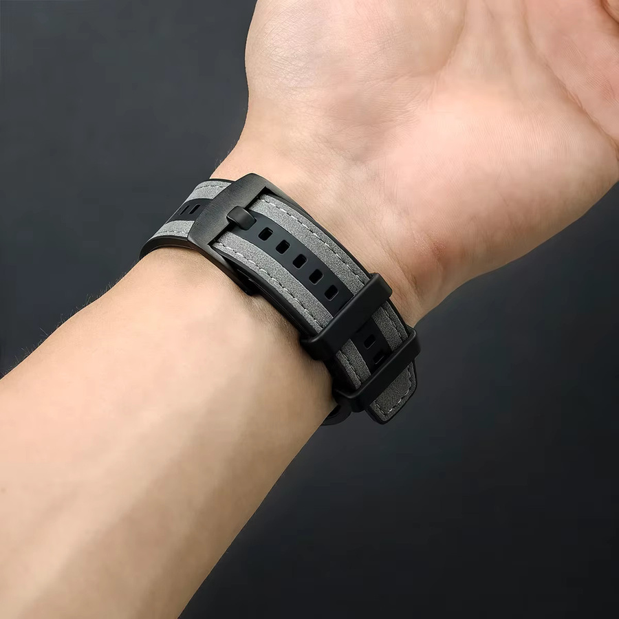 CAOWTAN Uhrenarmband Leder, 22 mm, Schwarz, Unisex - Bild 2