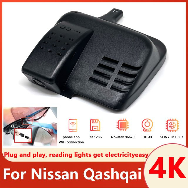 CARBAOHUI 4K UHD Dashcam mit WIFI für Nissan Qashqai J10 J11 J12 in Schwarz - Bild 1
