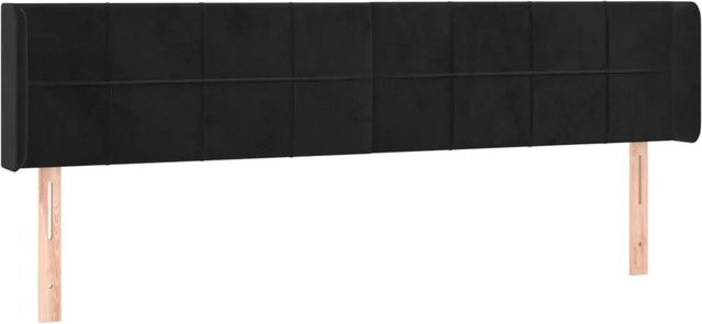vidaXL LED Kopfteil in Schwarz aus Samt mit USB-Ladeanschluss, Breite: 163 cm, Tiefe: 16 cm, Höhe: 78-88 cm - Bild 1