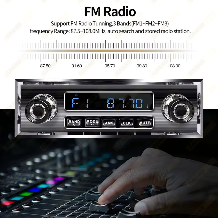 Grandnavi 1 Din Autoradio Retro MP3-Player mit Bluetooth, USB und AUX in Silber - Bild 2