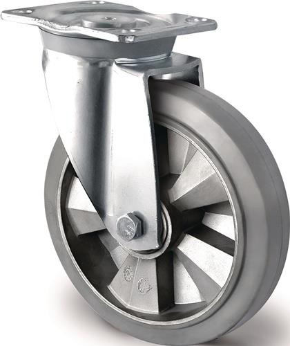 Tecwerk Schwerlastlenkrolle mit Elastikgummi in Grau, Durchmesser: 135 mm, Breite: 110 mm - Bild 1