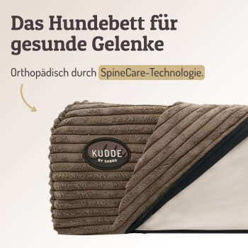 SABRO Hundebett KUDDE in Cord, braun, rechteckig mit abnehmbarem Bezug und orthopädischem Schaumstoff - Bild 2