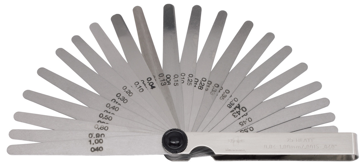 Elora Fühlerblattlehre 25-teilig in Silber, Messbereich 0,04-1,00 mm und 0,0015-0,0400 Zoll, ELORA-188MZ-25 - Bild 1