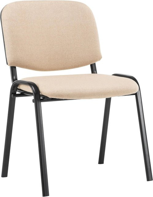 DELUKE Besucherstuhl ZAGREB Konferenzstuhl und Bürostuhl aus Stoff in Creme/Beige B/T/H: 53 x 53 x 83 cm - Bild 1