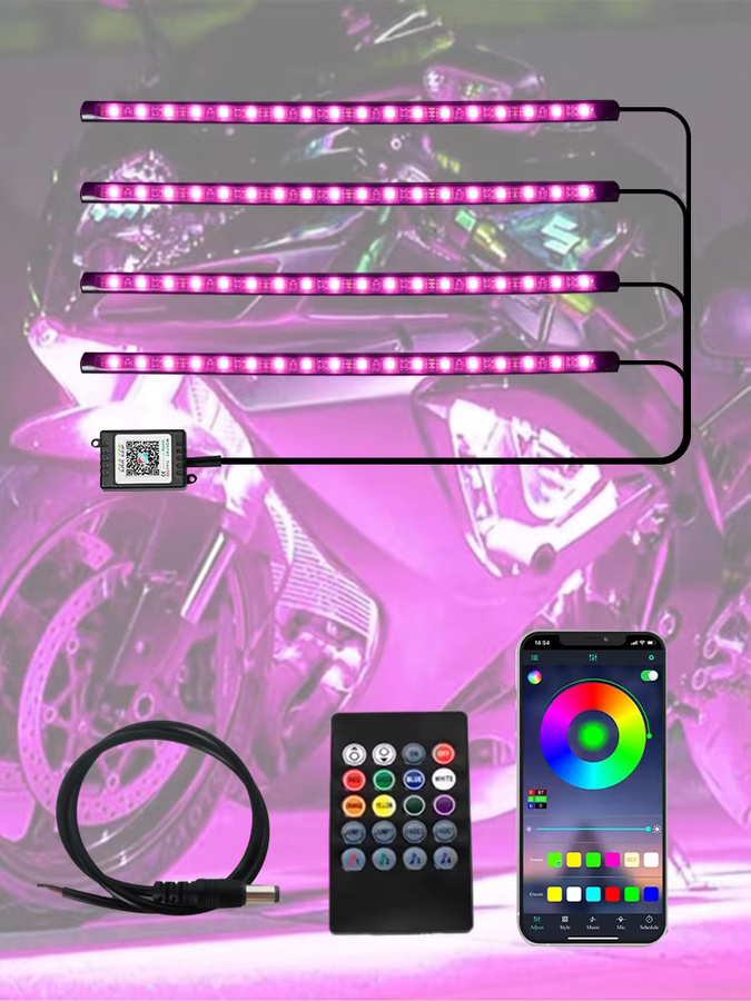 WUMFIRE RGB LED Ambiente-Beleuchtung für Motorrad und Auto mit App- und Fernbedienung, wasserdichte 12V LED-Lichtstreifen in Multicolour - Bild 6