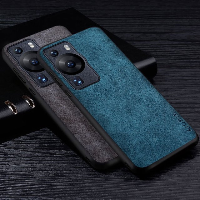 Premium PU Leder Handyhülle für Huawei P60 Pro, P50, P40 und P30 Pro Lite in Grau - Bild 1