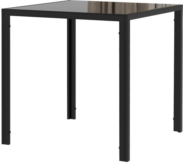 HOMCOM Esstisch aus Hartglas und Metall in Schwarz, quadratischer Küchentisch für 4 Personen, B/T/H: 75 x 75 x 75 cm - Bild 1