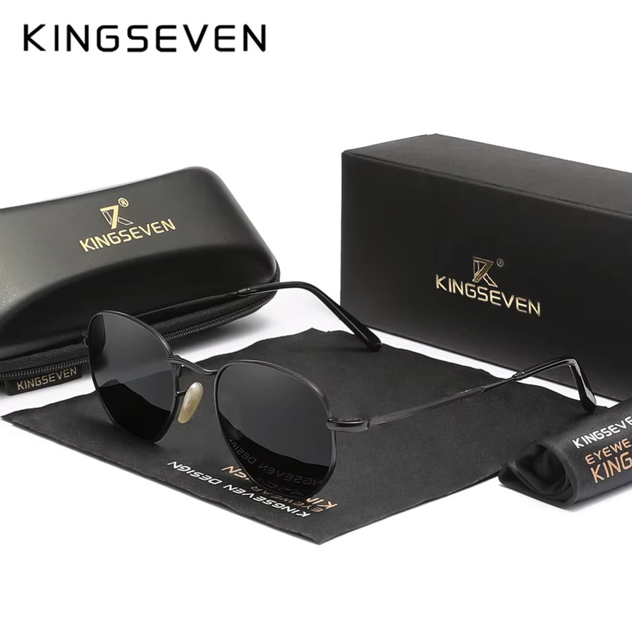 KINGSEVEN Sonnenbrille, Polygon, Runde, Vollrand, Metall, Unisex, polarisiert - Bild 2