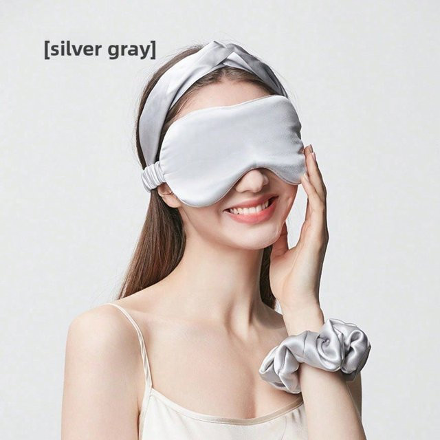 Seiden-Augenmaske aus 100% Maulbeerseide, 22 Momme, Silver Gray, Unisex - Bild 1