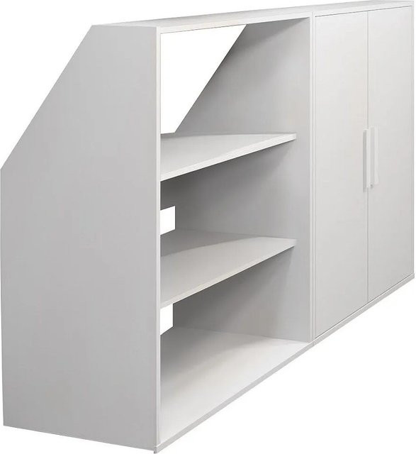 Vente-unique Möbel für Schrägen Adezio in Weiß mit Schranktüren und Regalfächern, Höhe: 182,6 cm - Bild 1