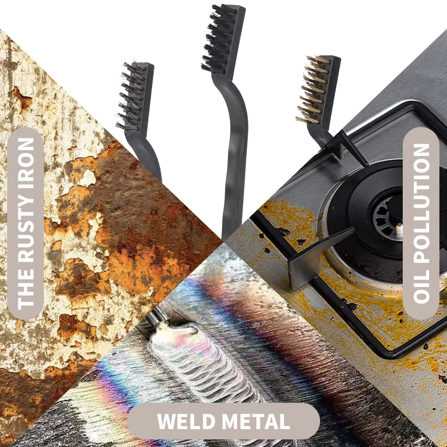 Mini-Drahtbürsten-Set von SI FANG mit Edelstahl, Nylon und Messing zur Rostentfernung und Reinigung in Silber - Bild 3