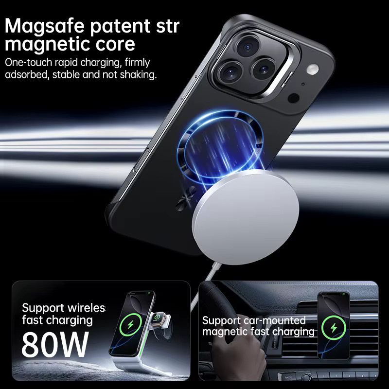 Xeber Magnetische iPhone Hülle mit Objektivhalter für iPhone 17 bis 13 Pro Max, MagSafe kompatibel, ultradünn, Grau - Bild 4
