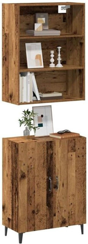 vidaxl Sideboard mit Wandschrank in Altholz-Optik Braun aus Holzwerkstoff im Landhausstil B: 180 cm, H: 69,5 cm, T: 34 cm - Bild 1