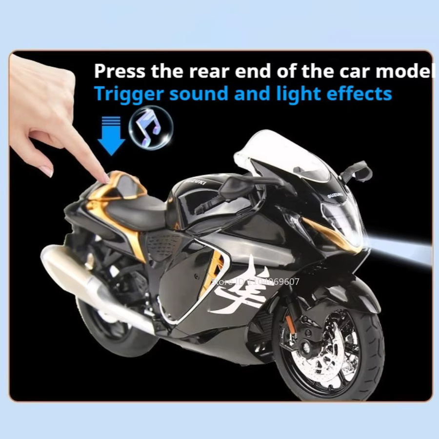 MAKEDA Suzuki Hayabusa GSX1000R, Spielzeug Motorrad Modell, 1:12, Metall, mit Licht und Sound - Bild 2