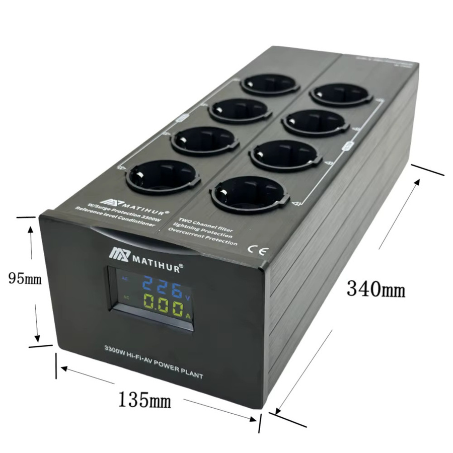 MATIHUR M-TR80 Audio Noise AC Power Filter Power Conditioner Power Purifier mit Überspannungsschutz und EU-Steckdosenleiste in Schwarz - Bild 2