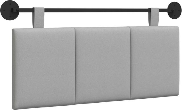 vidaXL Wandmontiertes gepolstertes Kopfteil in Wolkengrau, Breite: 110 cm, Höhe: 55 cm, Tiefe: 5 cm - Bild 1