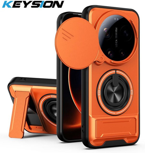 KEYSION Magnetische Handyhülle für Xiaomi 17 Ultra 5G mit Kameraschutz, Aufstellbarem Ständer und 360 Grad Ring in Orange - Bild 1