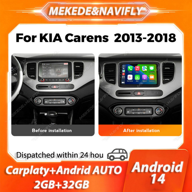 MEKEDE 2 DIN Carplay Autoradio mit IPS Bildschirm, GPS Navigation und intelligentem Audiosystem für KIA Carens 2013-2018 in Schwarz - Bild 1