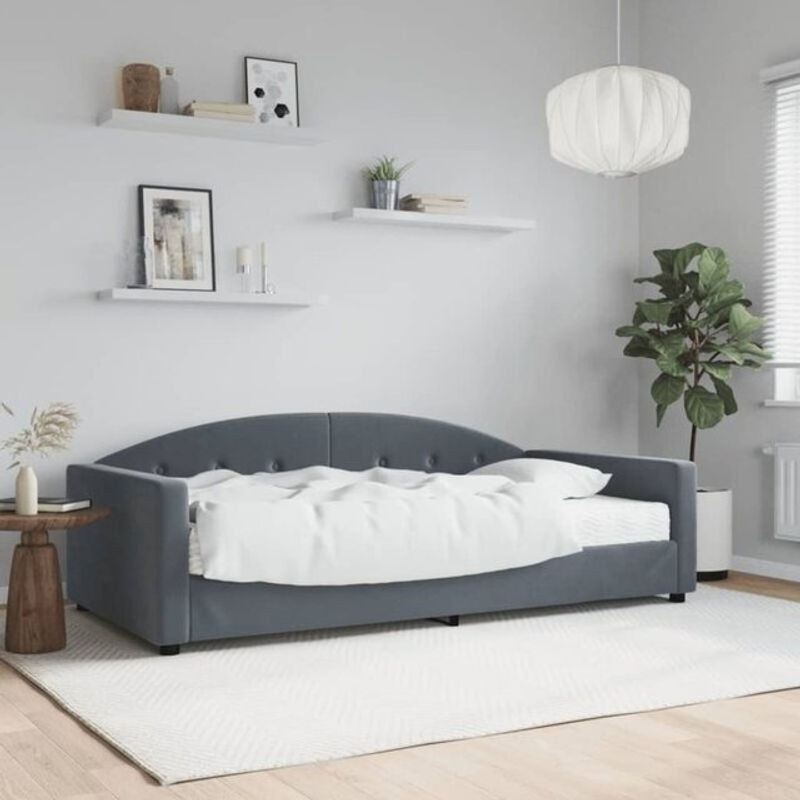 vidaxl Tagesbett mit Matratze aus Samt und Metall in Anthrazit, B/T: 200 x 100 cm - Bild 1