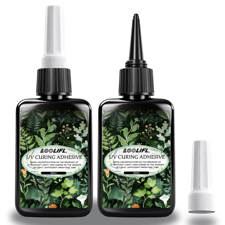 LOOLIFL UV-Harzkleber Anti-Gelb, klarer UV-härtender Klebstoff für Glas, Metall und Acryl, 50 ml - Bild 2